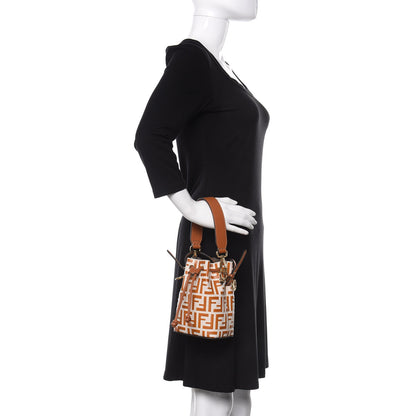 Fendi Vitello Grace F is Fendi Bi-Color FF 1974 Embossed Mini Mon Tresor Bucket Bag Camelia Saddler Brandy 3 of 10