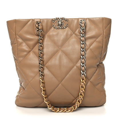 Chanel Lambskin Quilted Chanel 19 Shopping Bag Beige 1 of 10