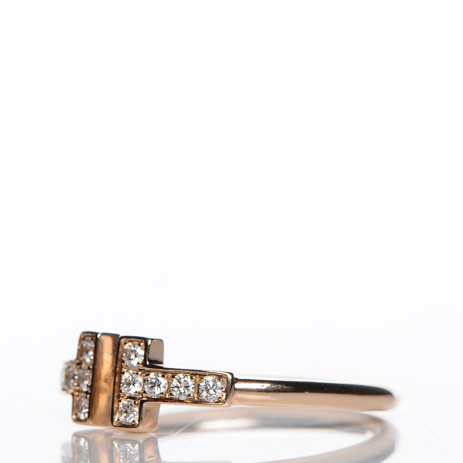 Tiffany 18K Rose Gold Diamond T Wire Ring 52 6 3 of 6
