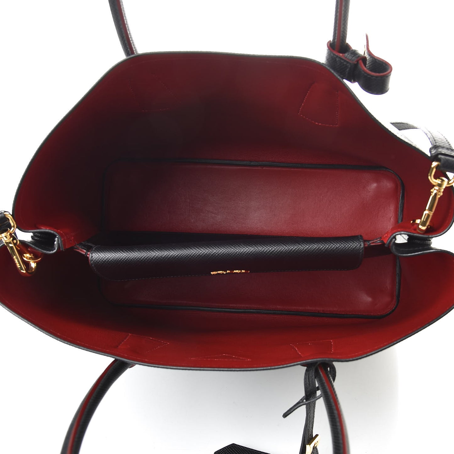 Saffiano Cuir Large Double Bag Black Fuoco