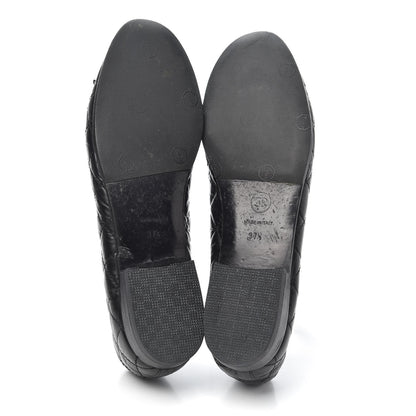 Chanel Aged Calfskin Quilted CC Cap Toe Ballerina Flats 37.5 Black 6 of 6