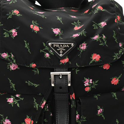 Prada Tessuto Nylon Saffiano Stampata Backpack Black Dis Rose 8 of 10