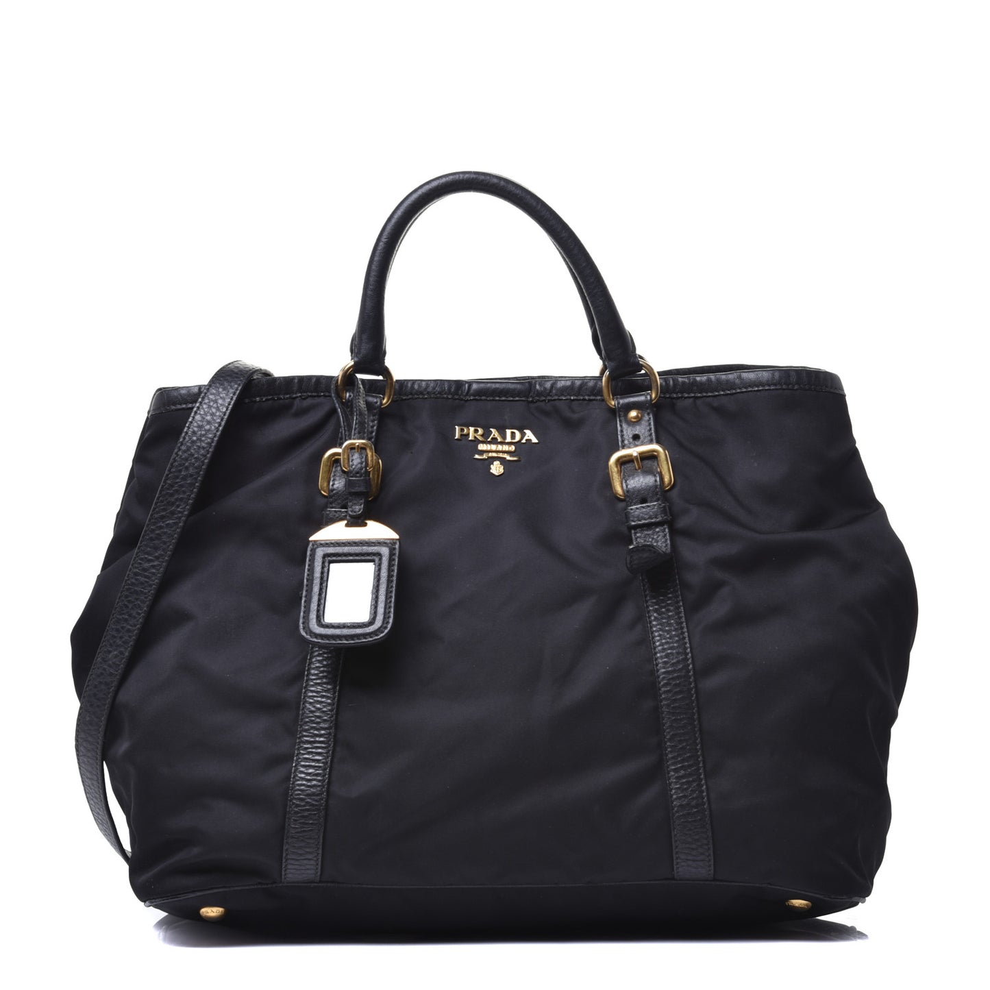 Tessuto Nylon Vitello Daino Tote Black