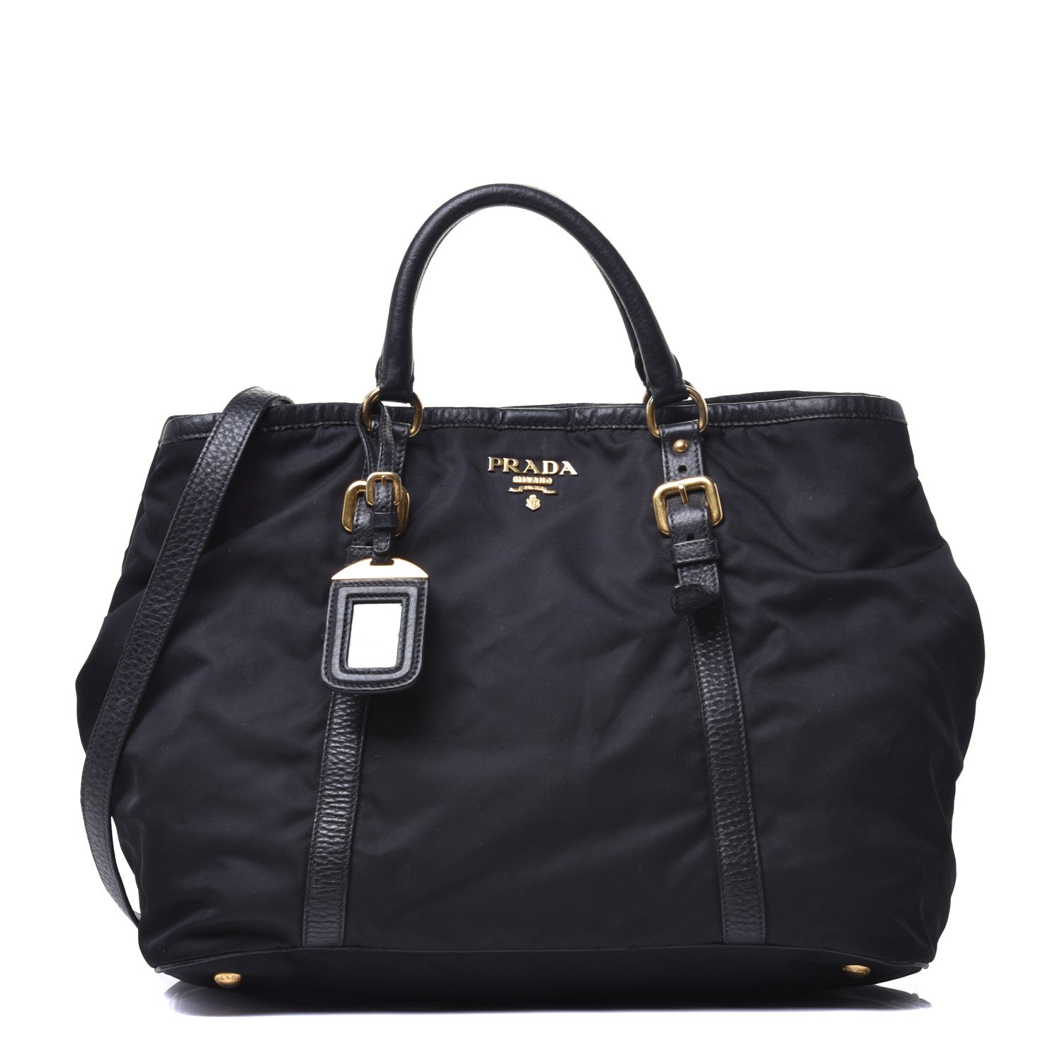 Prada Tessuto Nylon Vitello Daino Tote Black 1 of 8