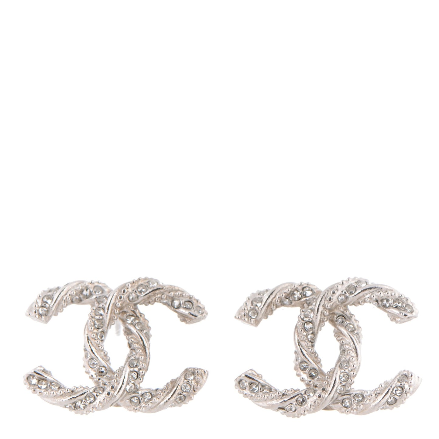 Crystal CC Twisted Earrings Silver