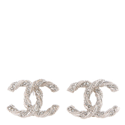 Chanel Crystal CC Twisted Earrings Silver 1 of 4