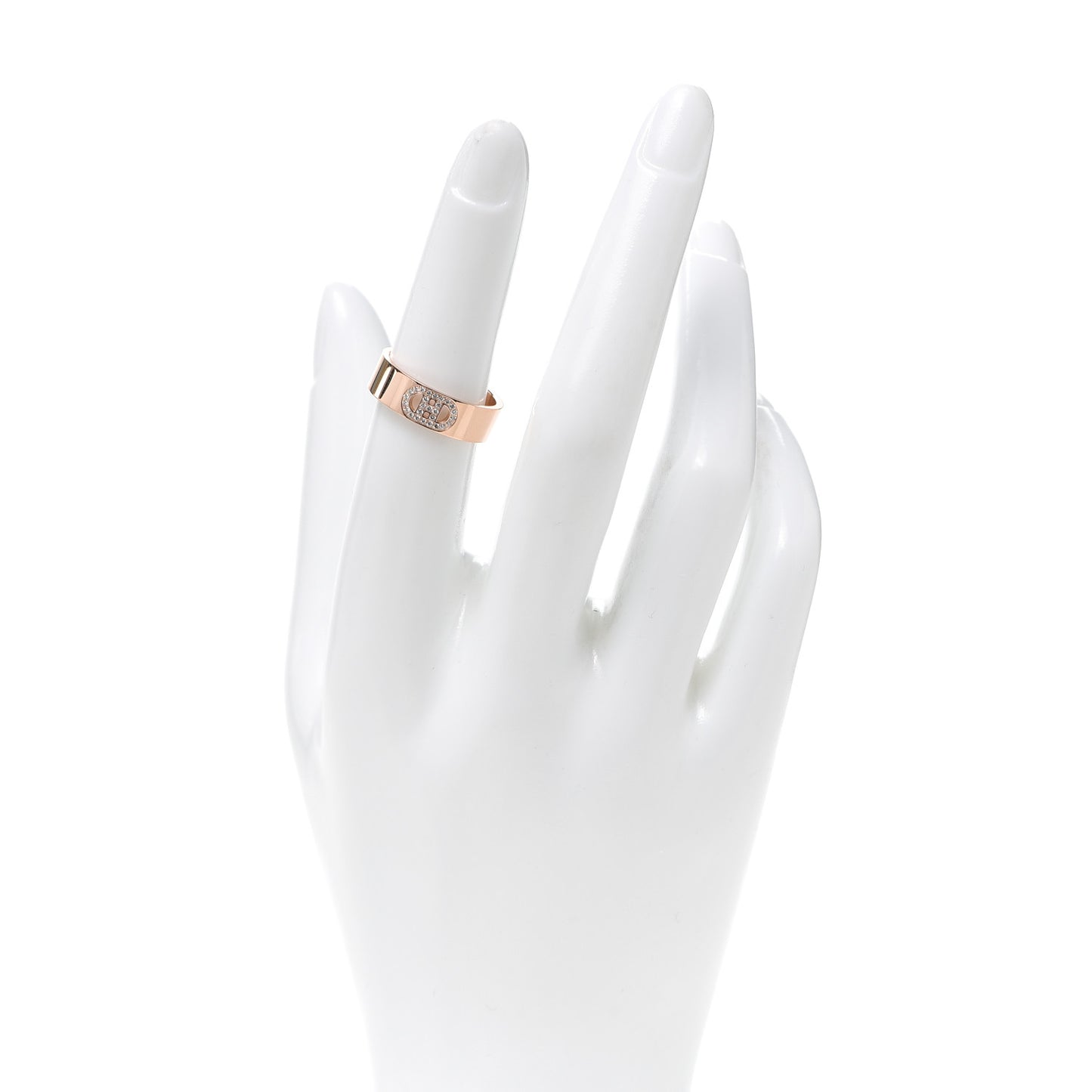 18K Rose Gold Diamond PM H D'Ancre Ring 52 6