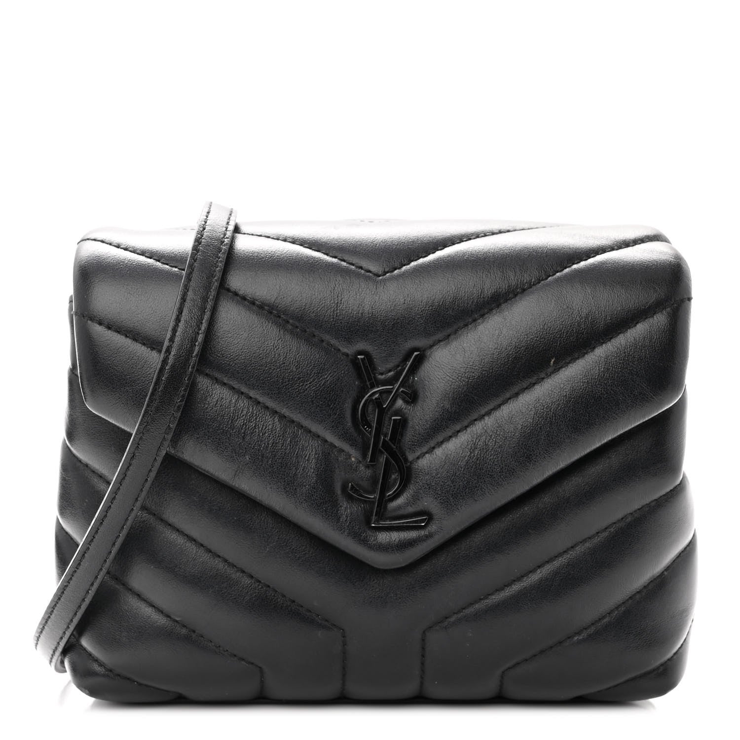 Saint Laurent Calfskin Y Quilted Monogram Monochrome Toy Loulou Crossbody Bag Black 1 of 10
