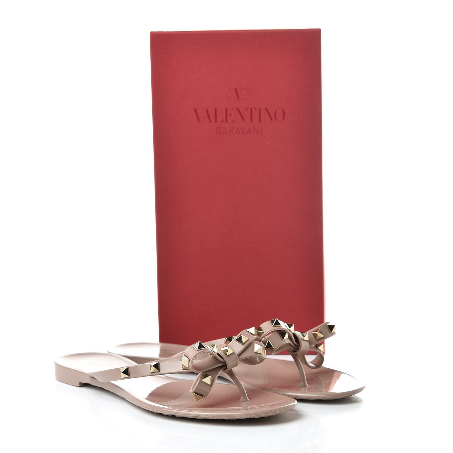 PVC Jelly Rockstud Bow Thong Sandals 41 Poudre