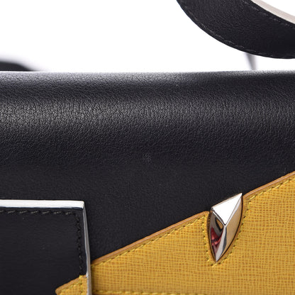 Fendi Vitello Dolce Elite Monster Eyes Bi-Color Baguette Black Yellow 9 of 12