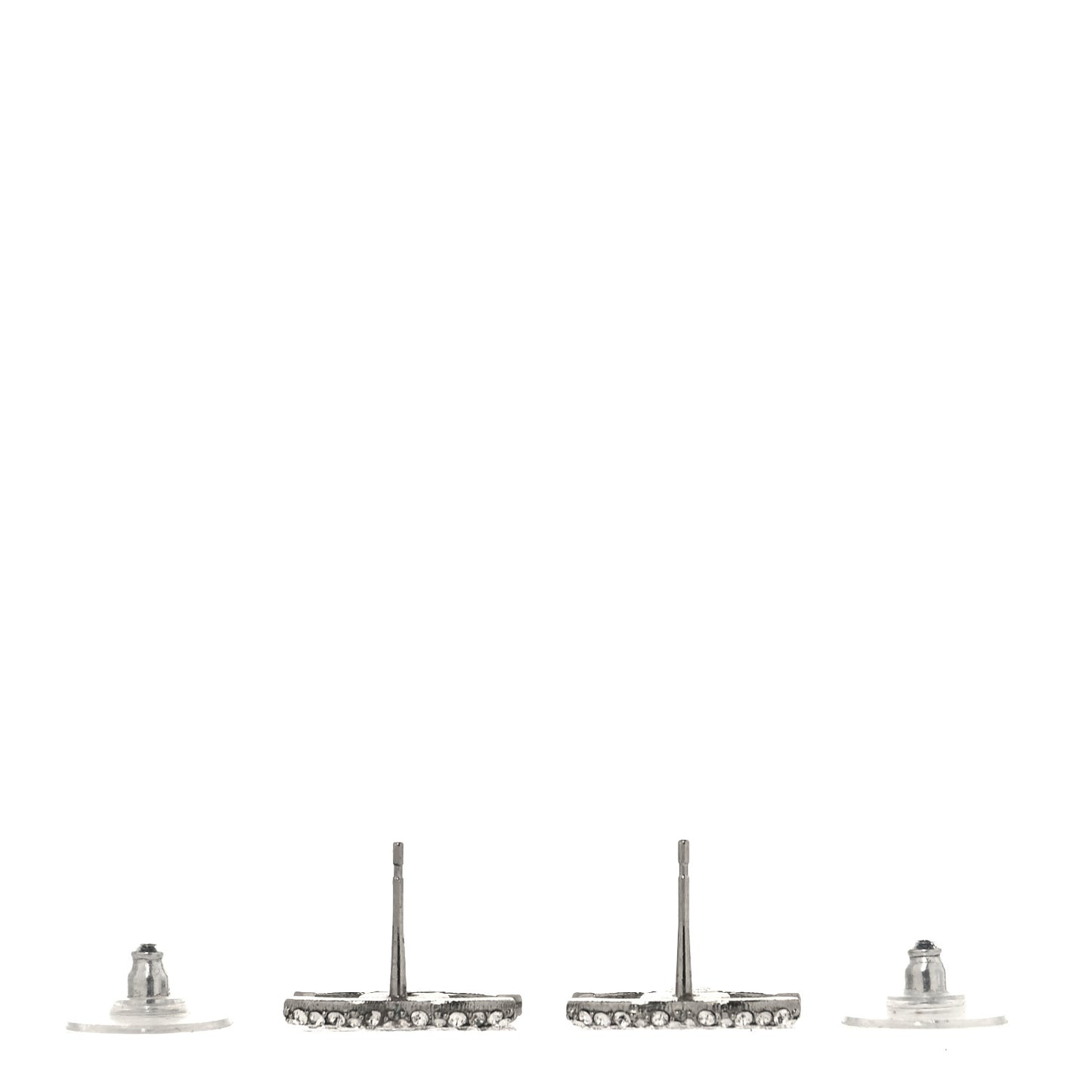 Crystal CC Treasure Chest Earrings Silver