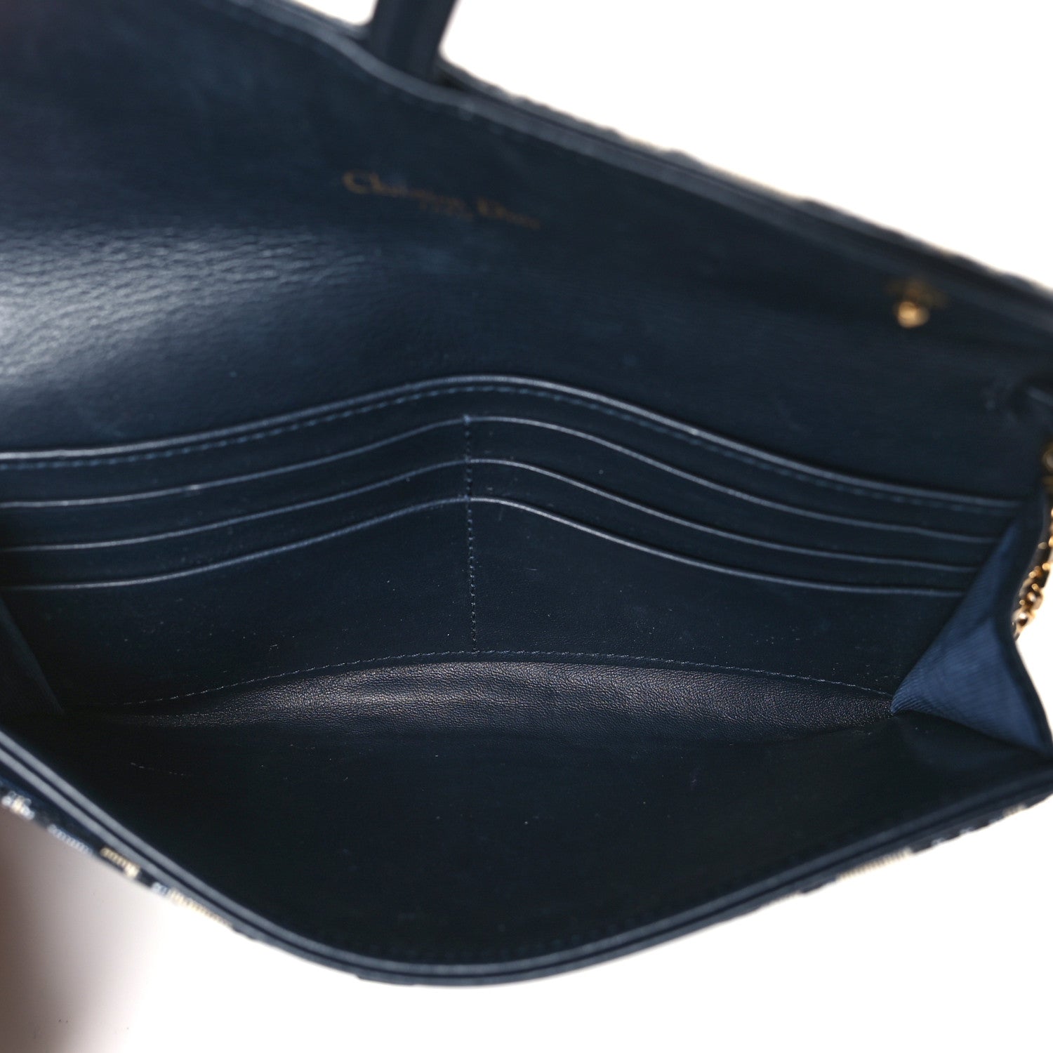 Christian Dior Oblique Saddle Chain Long Wallet Blue 6 of 10