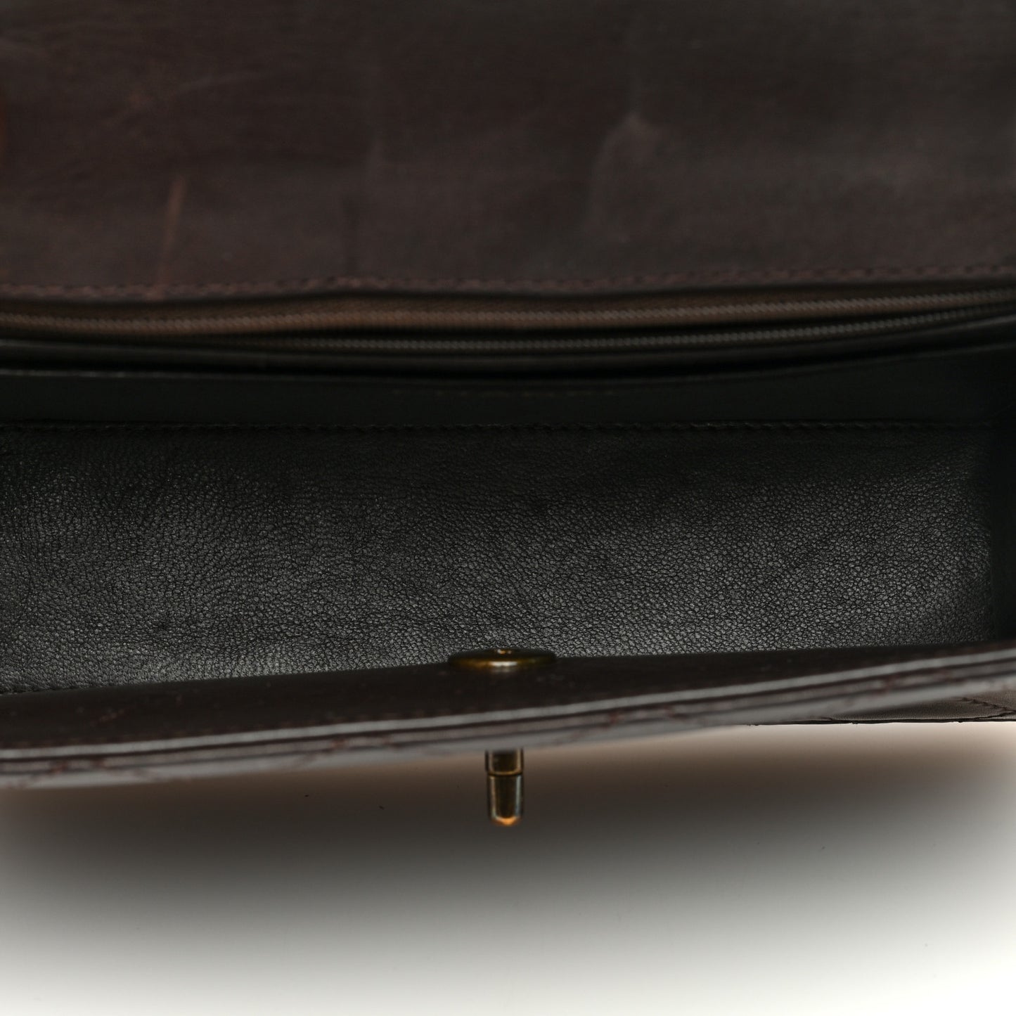 Lambskin Quilted Small Single Flap Dark Brown