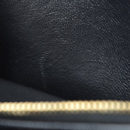 Saint Laurent Grain De Poudre Matelasse Chevron Monogram Compact Zip Around Wallet Black 9 of 10
