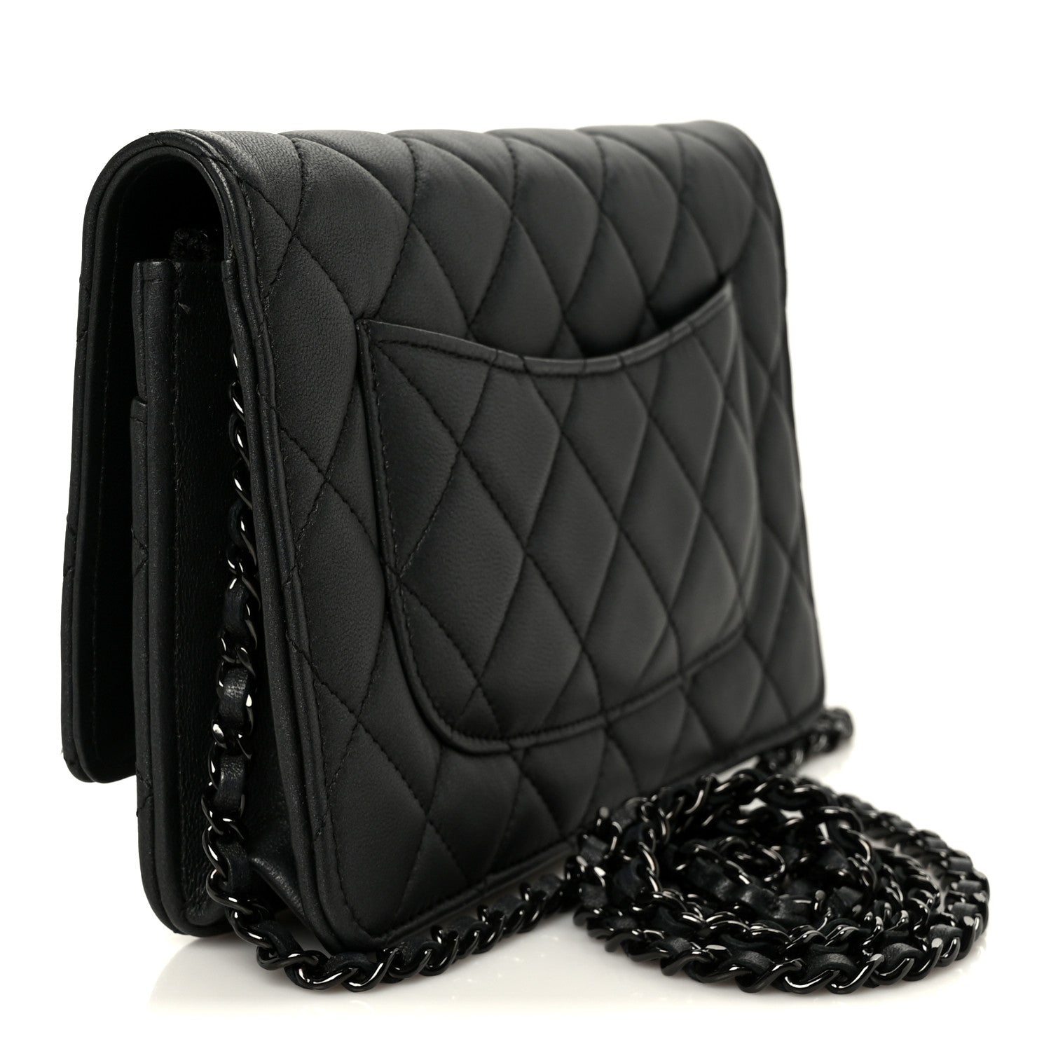 Chanel Lambskin Quilted Wallet On Chain WOC So Black 3 of 12