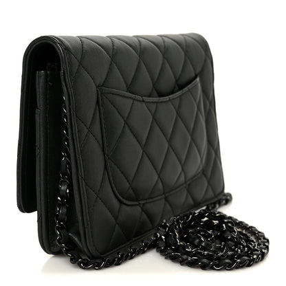 Chanel Lambskin Quilted Wallet On Chain WOC So Black 3 of 12