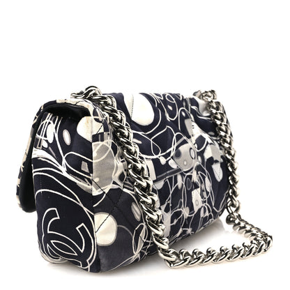 Chanel Satin Quilted Medium Kaleidoscope Flap Black White 3 of 11