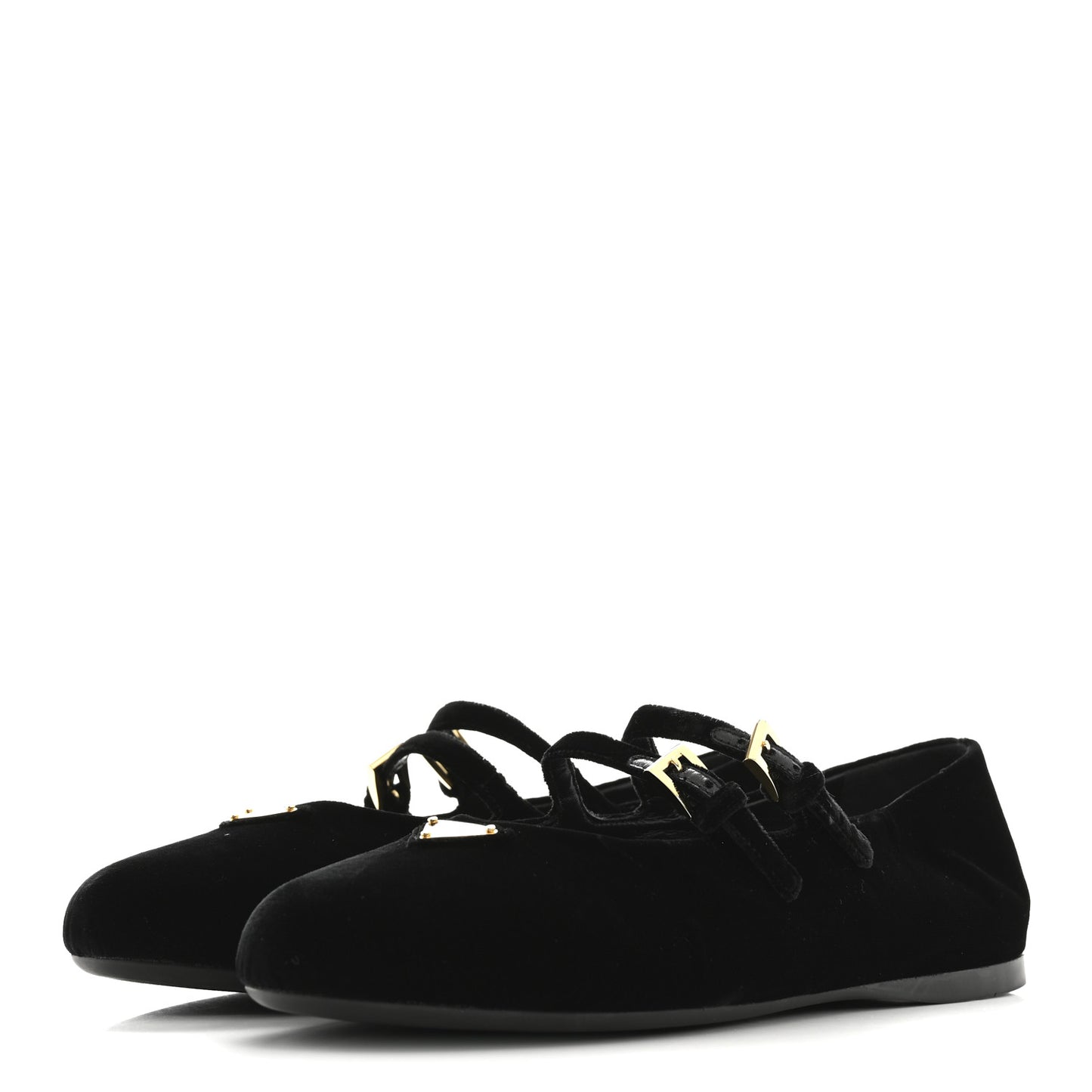 Velvet Ballerina Flats 38 Black