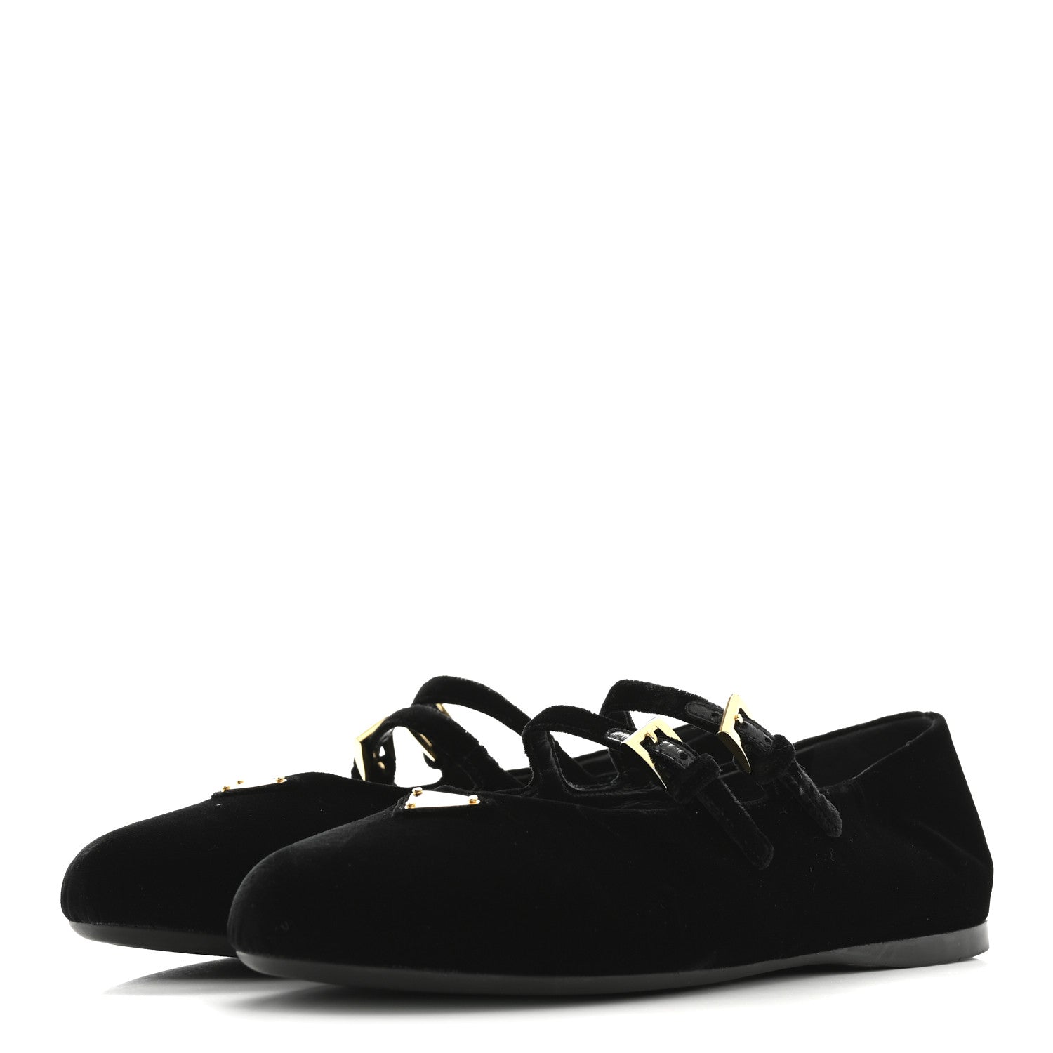 Prada Velvet Ballerina Flats 38 Black 4 of 9