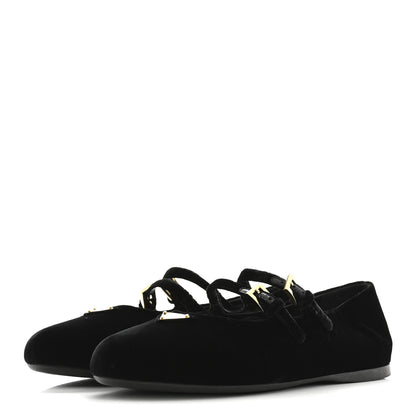 Prada Velvet Ballerina Flats 38 Black 4 of 9