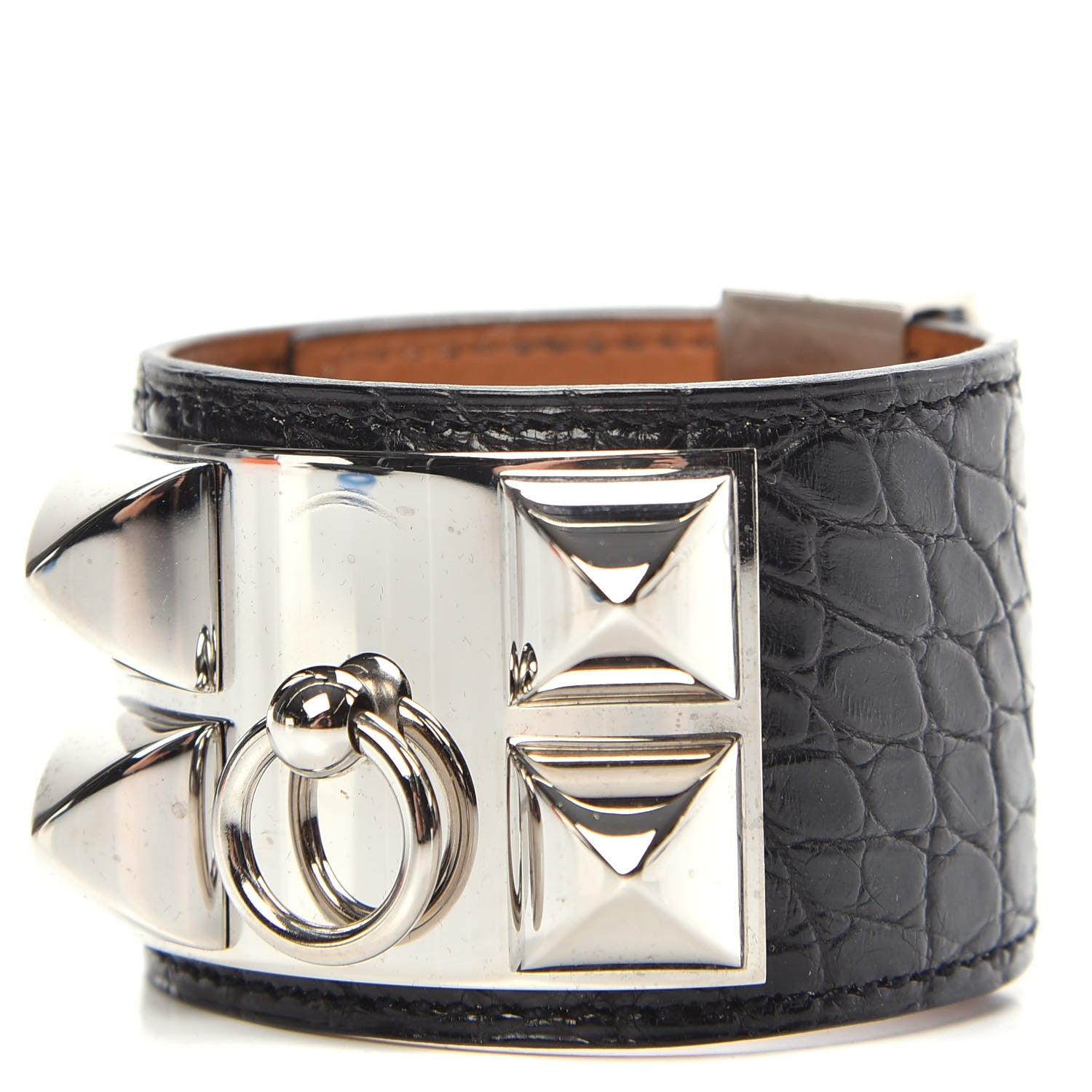 Hermes Matte Alligator Collier De Chien CDC Bracelet S Black 1 of 8