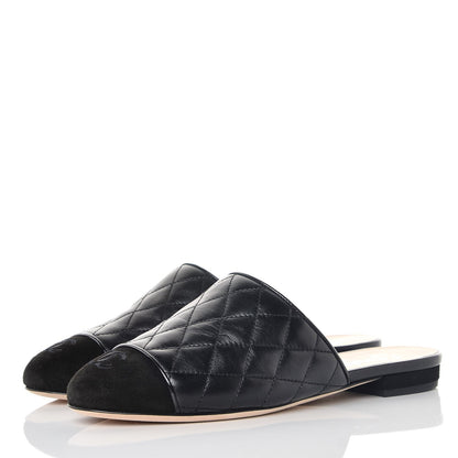 Chanel Lambskin Kid Suede Quilted Mules 36 Black 3 of 9