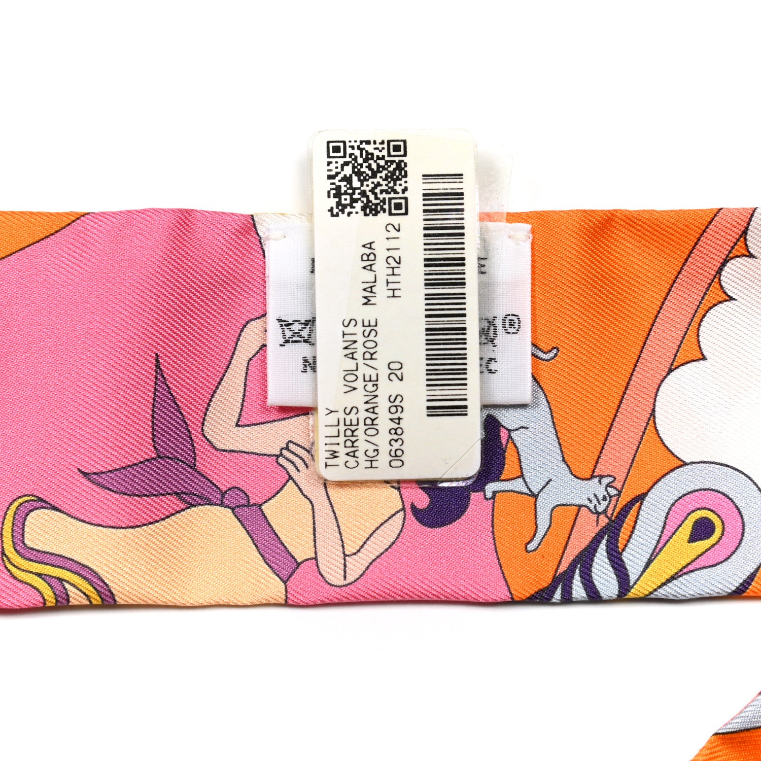 Hermes Silk Carres Volants Twilly Orange Rose Malaba 4 of 5