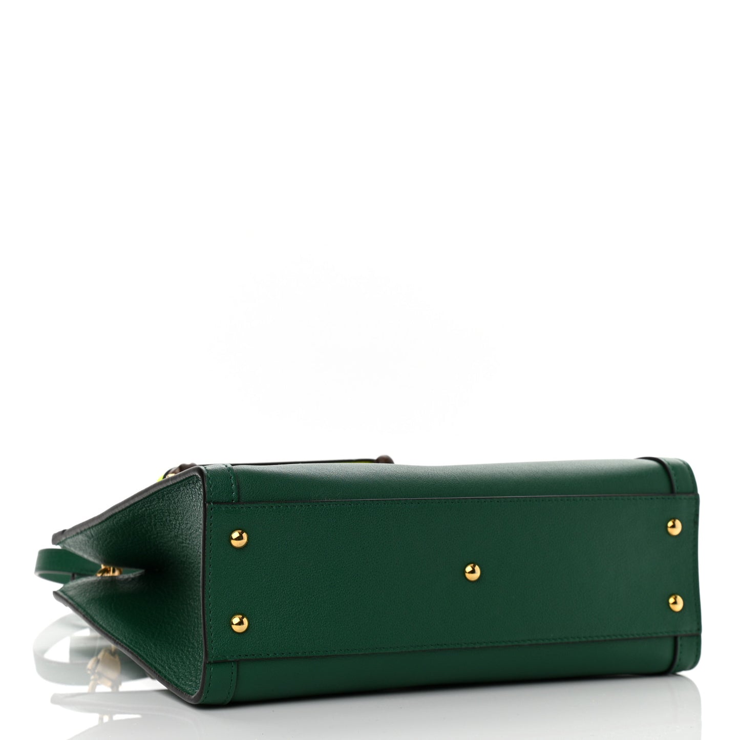 Wonka Grain Calfskin Small Diana Tote Bag Green Yellow Fluo