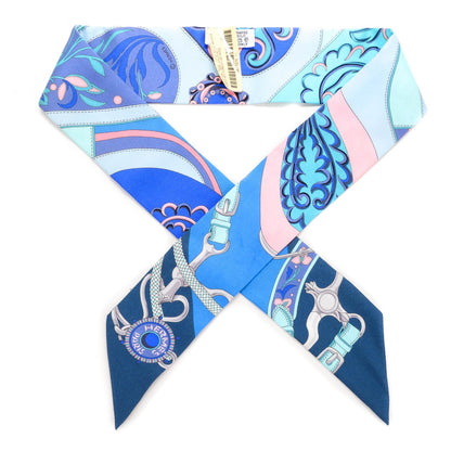 Hermes Silk Festival des Amazones Twilly Ardoise Turquoise Rose 1 of 5