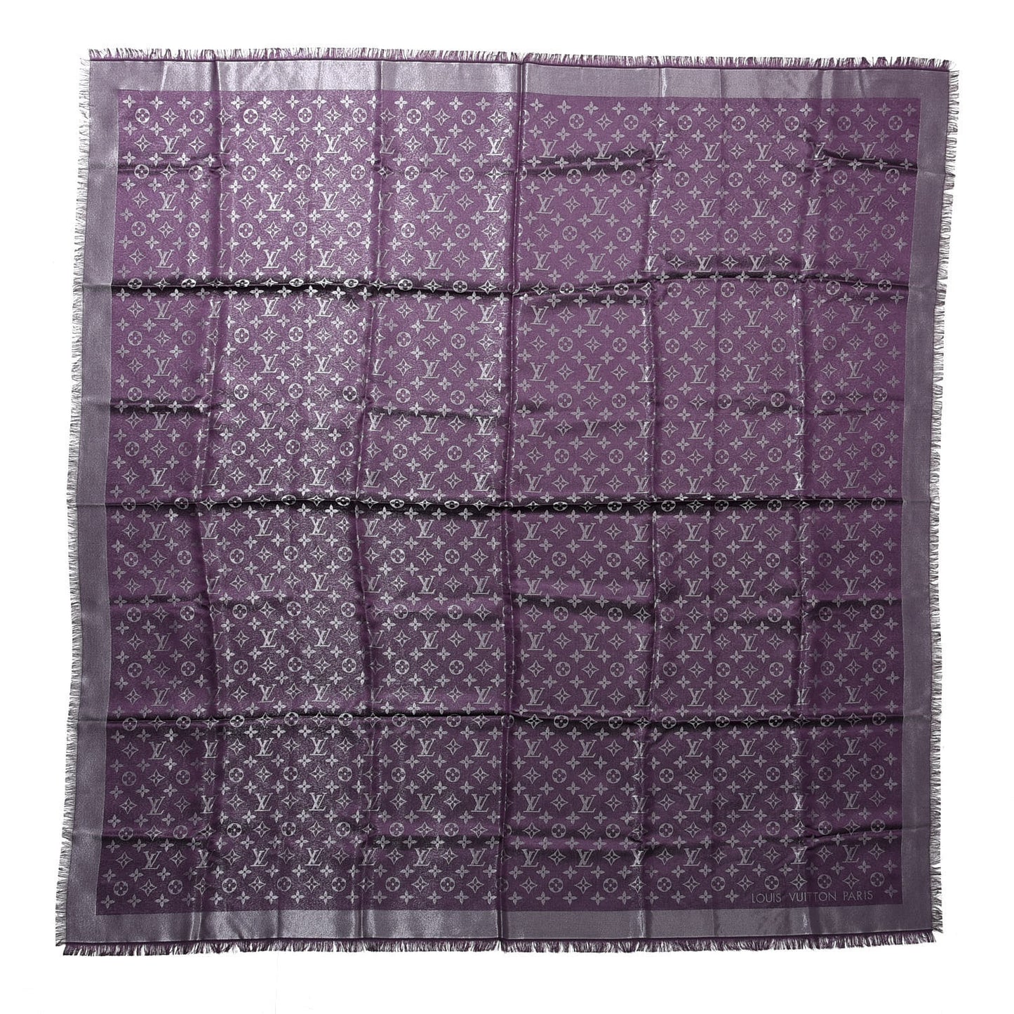 Silk Lurex Wool Monogram Shine Shawl Amarante