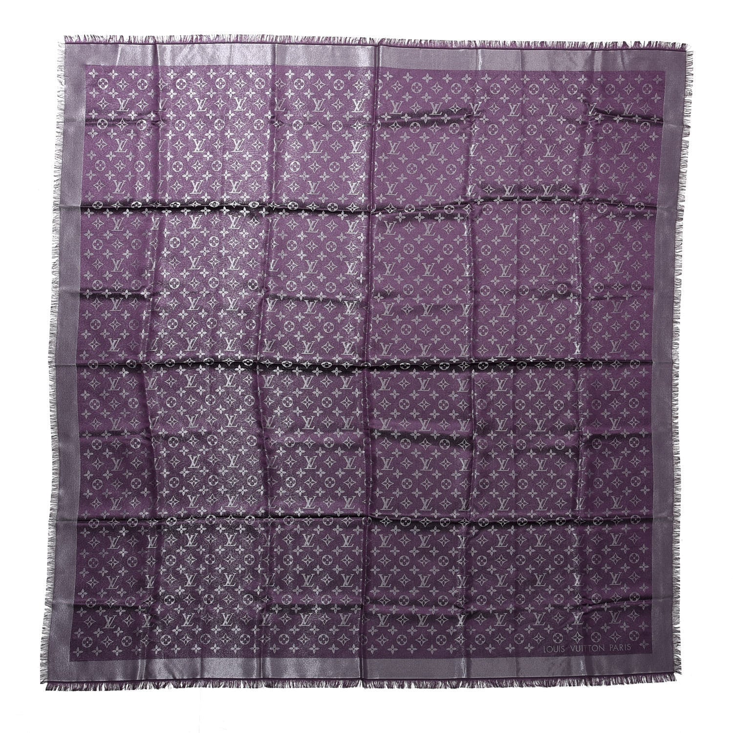 Louis Vuitton Silk Lurex Wool Monogram Shine Shawl Amarante 1 of 3