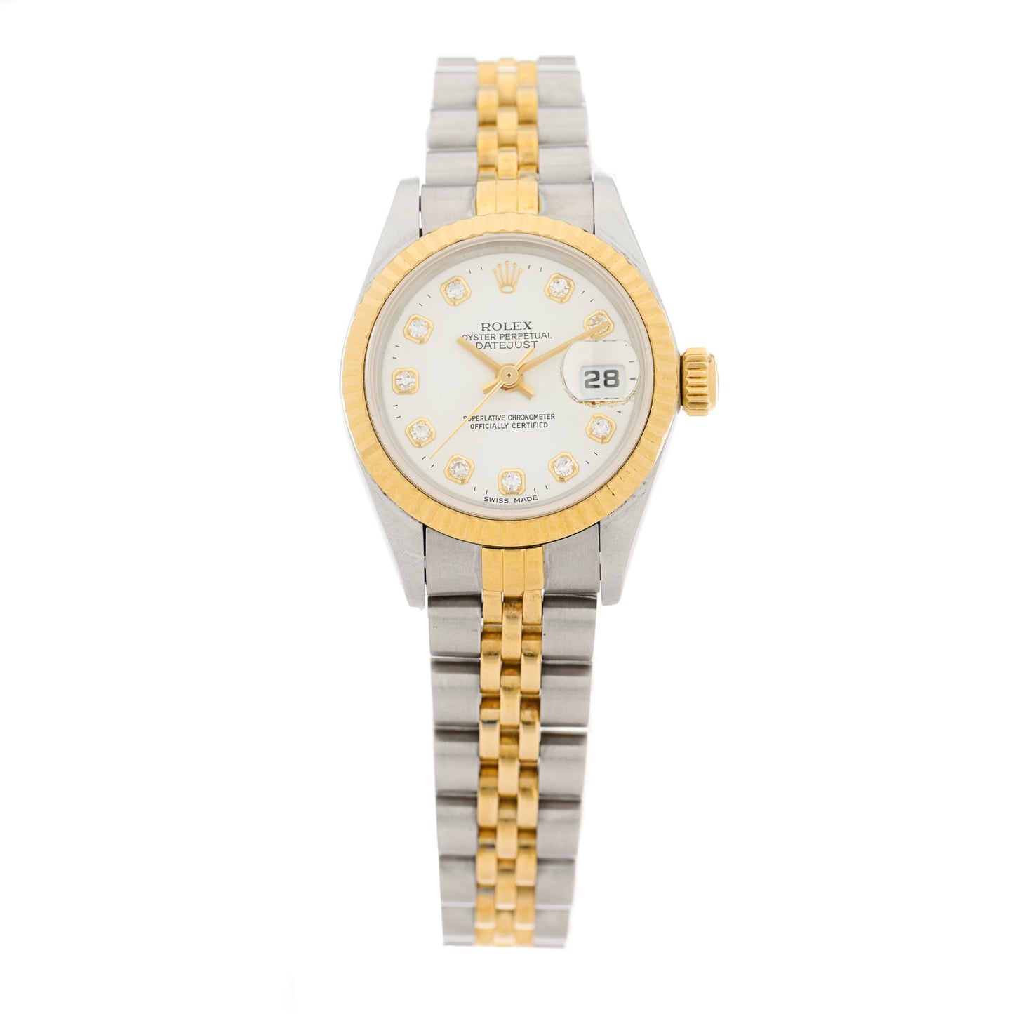 Stainless Steel 18K Yellow Gold Diamond 26mm Oyster Perpetual Datejust Watch Silver 69173