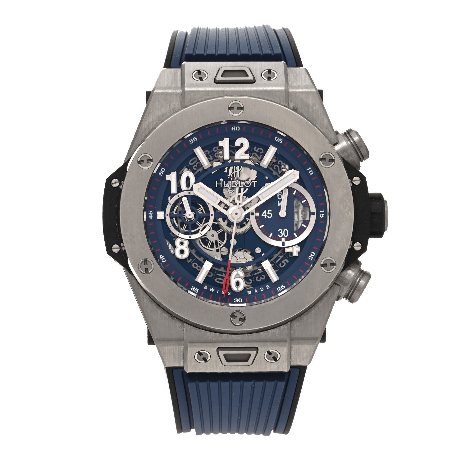 Hublot Titanium Rubber 45mm Big Bang Unico Automatic Watch Blue 411.NX.5179.RX 1 of 5