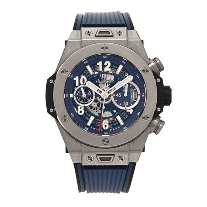 Hublot Titanium Rubber 45mm Big Bang Unico Automatic Watch Blue 411.NX.5179.RX 1 of 5