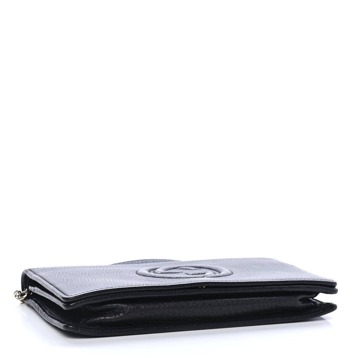Pebbled Calfskin Soho Wallet on Chain Black