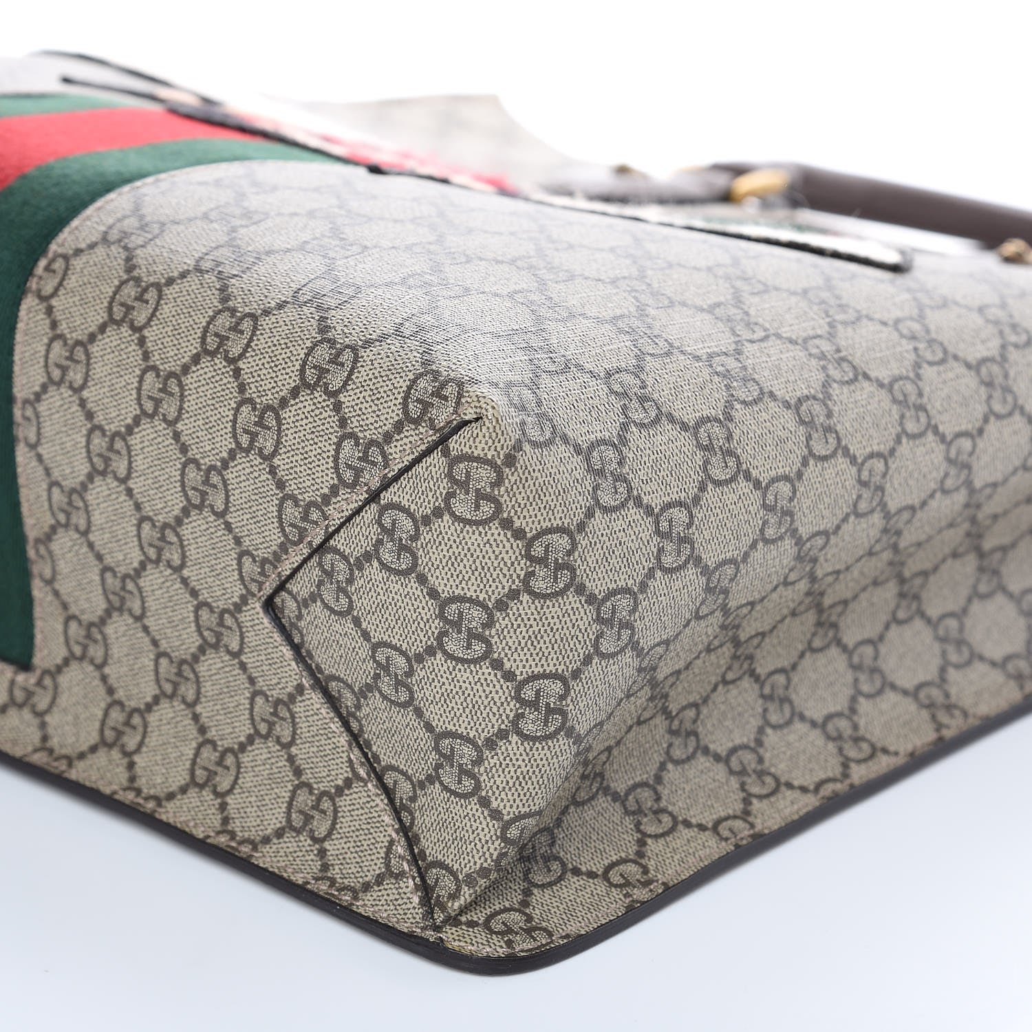 Gucci GG Supreme Monogram Web Animalier Bee Vertical Tote Brown 9 of 9