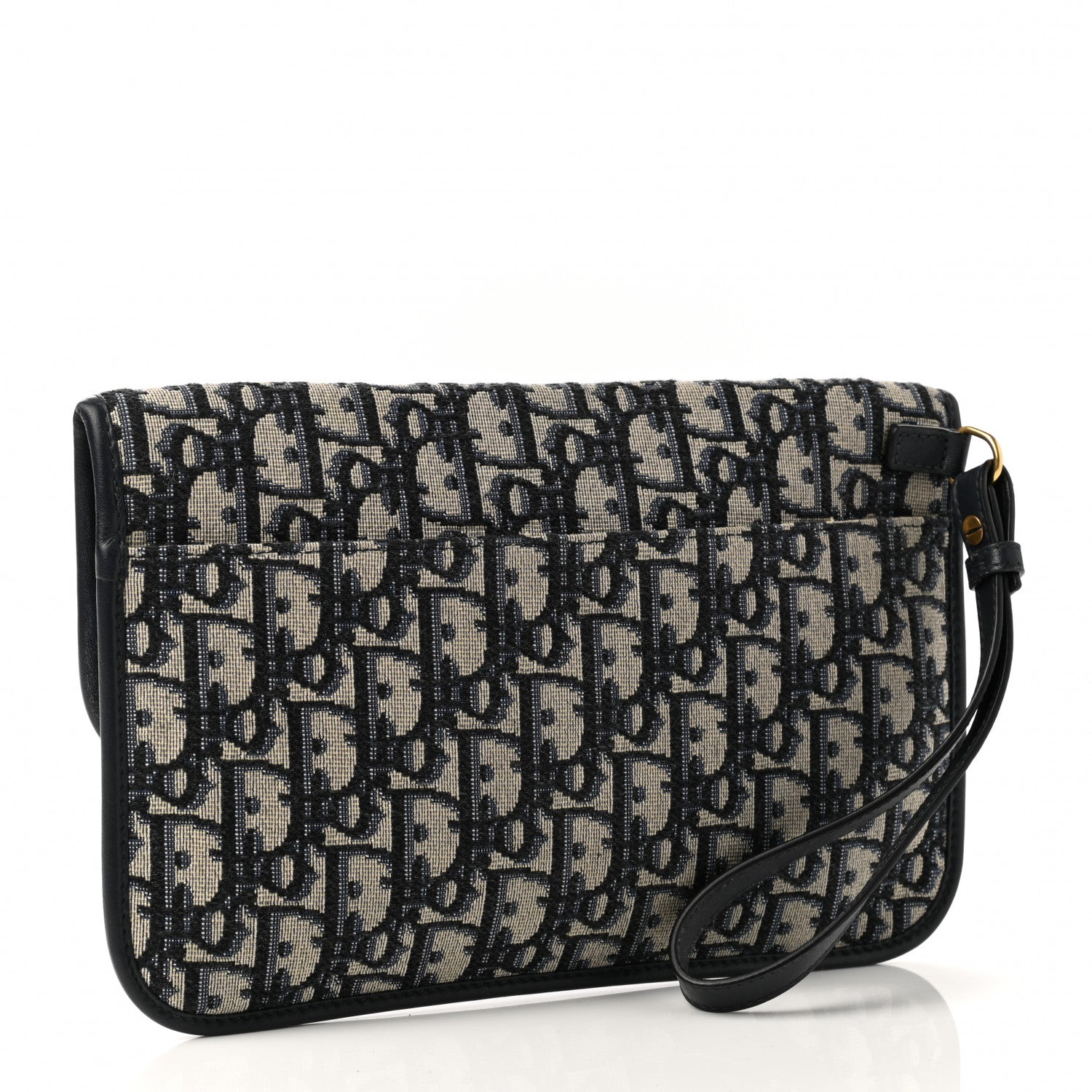 Christian Dior Oblique Flap Pouch Clutch Blue 3 of 8