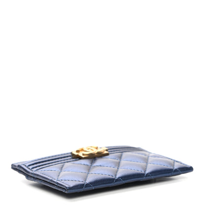 Chanel Metallic Lambskin Quilted Boy Card Holder Blue 4 of 8