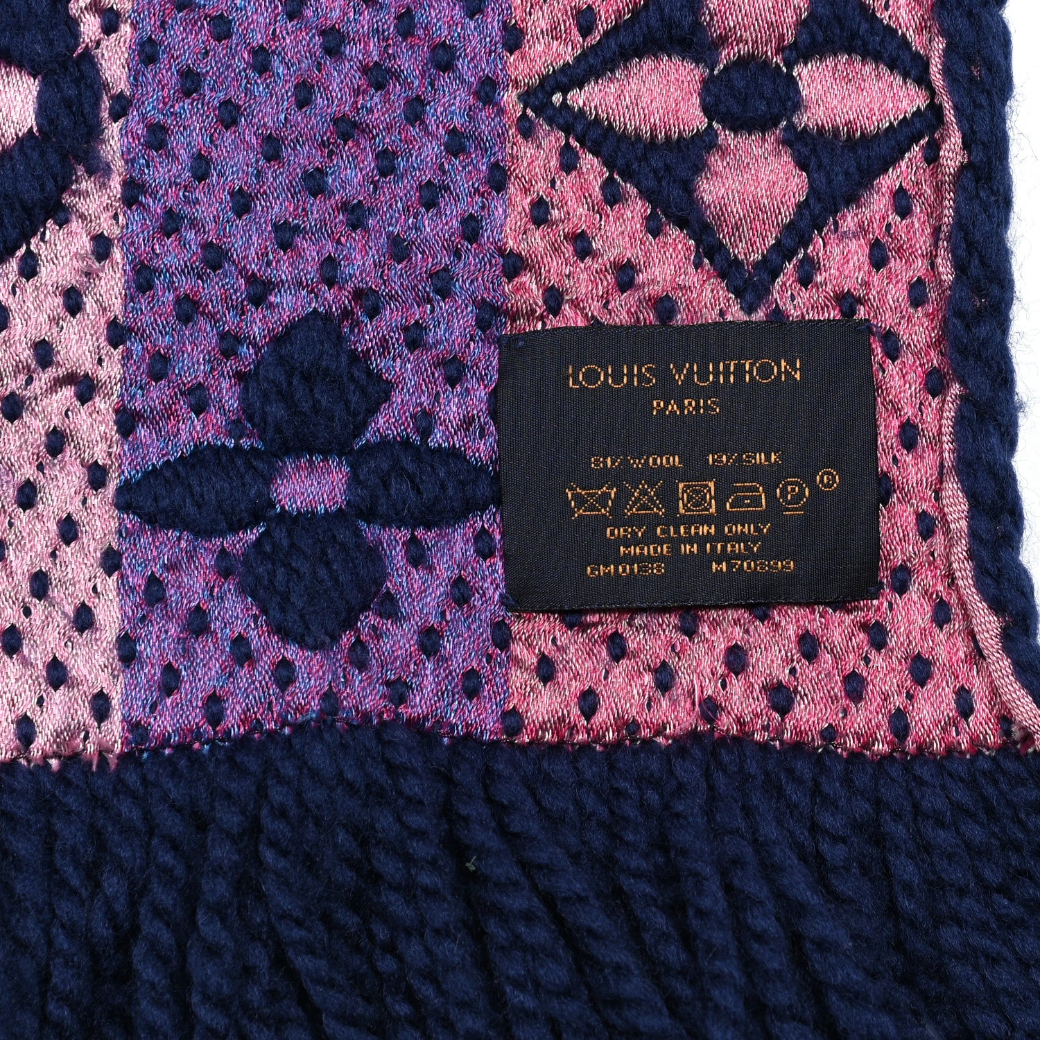 Louis Vuitton Wool Silk Rainbow Logomania Scarf Navy 3 of 4