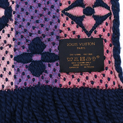 Louis Vuitton Wool Silk Rainbow Logomania Scarf Navy 3 of 4