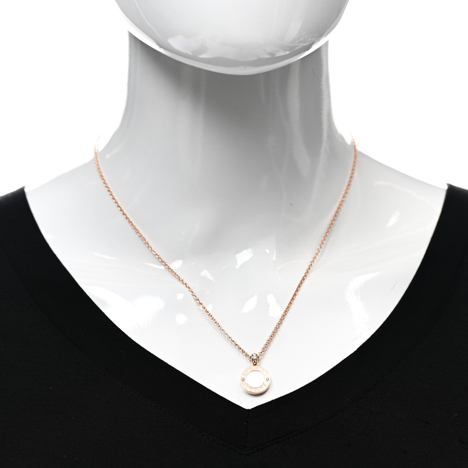 Bulgari 18K Rose Gold Diamond Mother of Pearl Carnelian BVLGARI BVLGARI Pendant Necklace 2 of 6