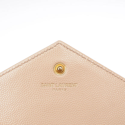 Saint Laurent Grain De Poudre Matelasse Chevron Monogram Chain Wallet Nude Powder 6 of 7
