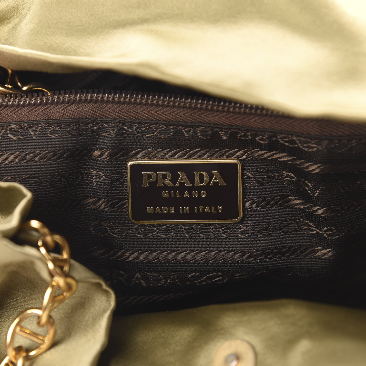Prada Satin Rasso Chain Bag Light Green 6 of 12