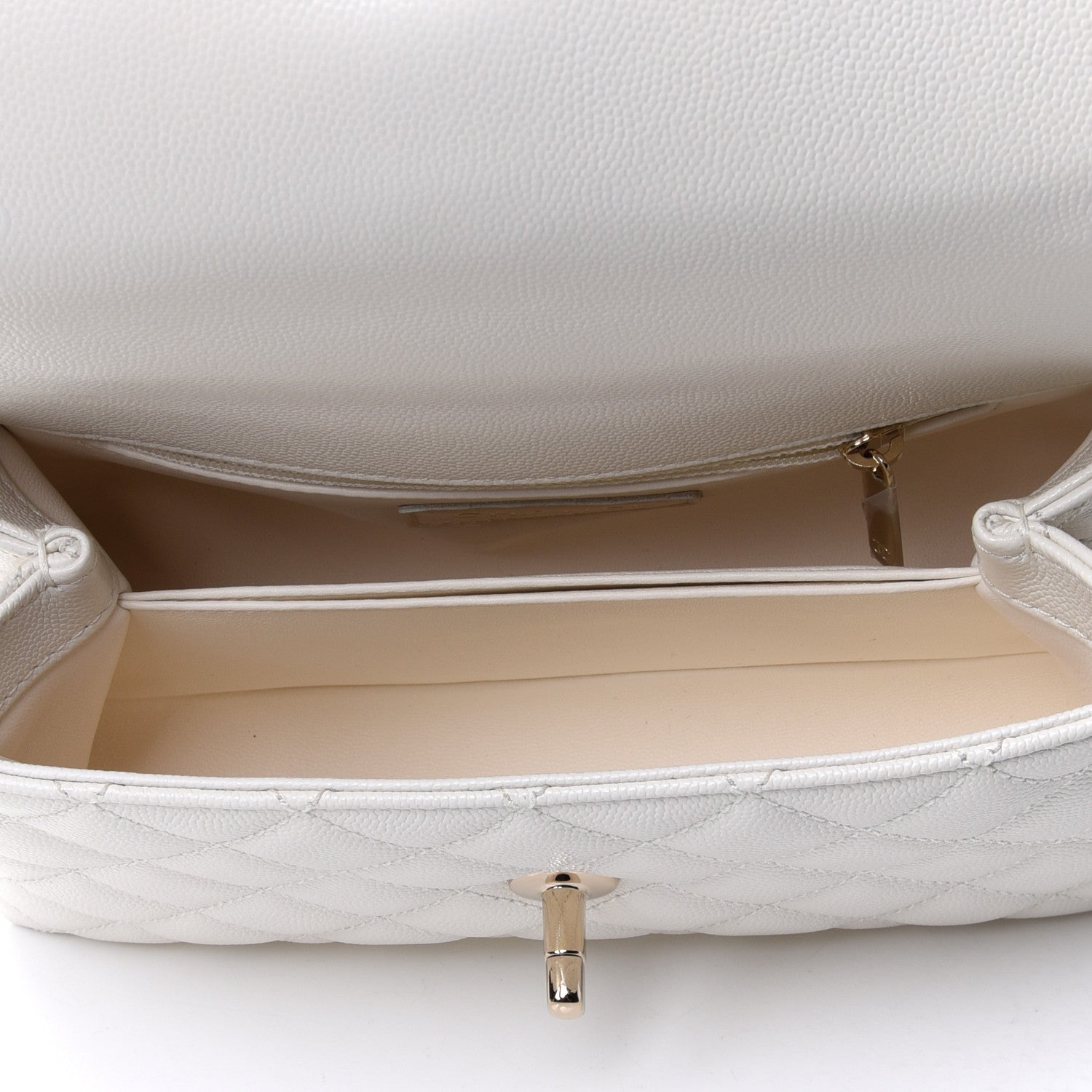 Chanel Caviar Quilted Mini Coco Handle Flap White 4 of 4