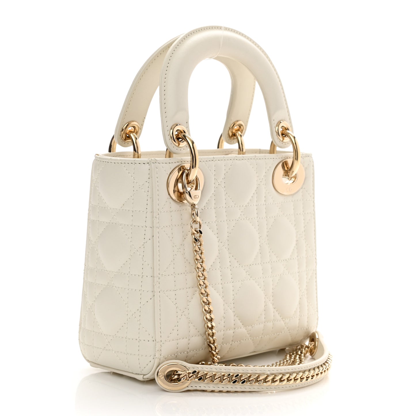 Lambskin Cannage Mini Lady Dior White