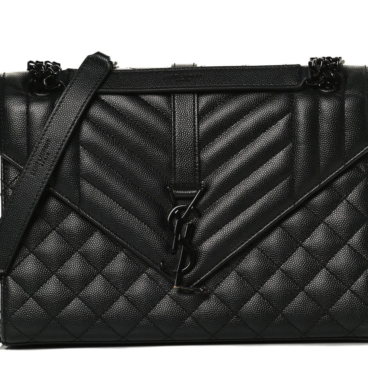 Grain De Poudre Textured Mixed Matelasse Triquilt Medium Monogram Satchel Black