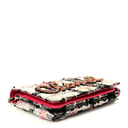 Chanel Tweed Calfskin Signe Wallet On Chain WOC Black Pink Orange 4 of 12