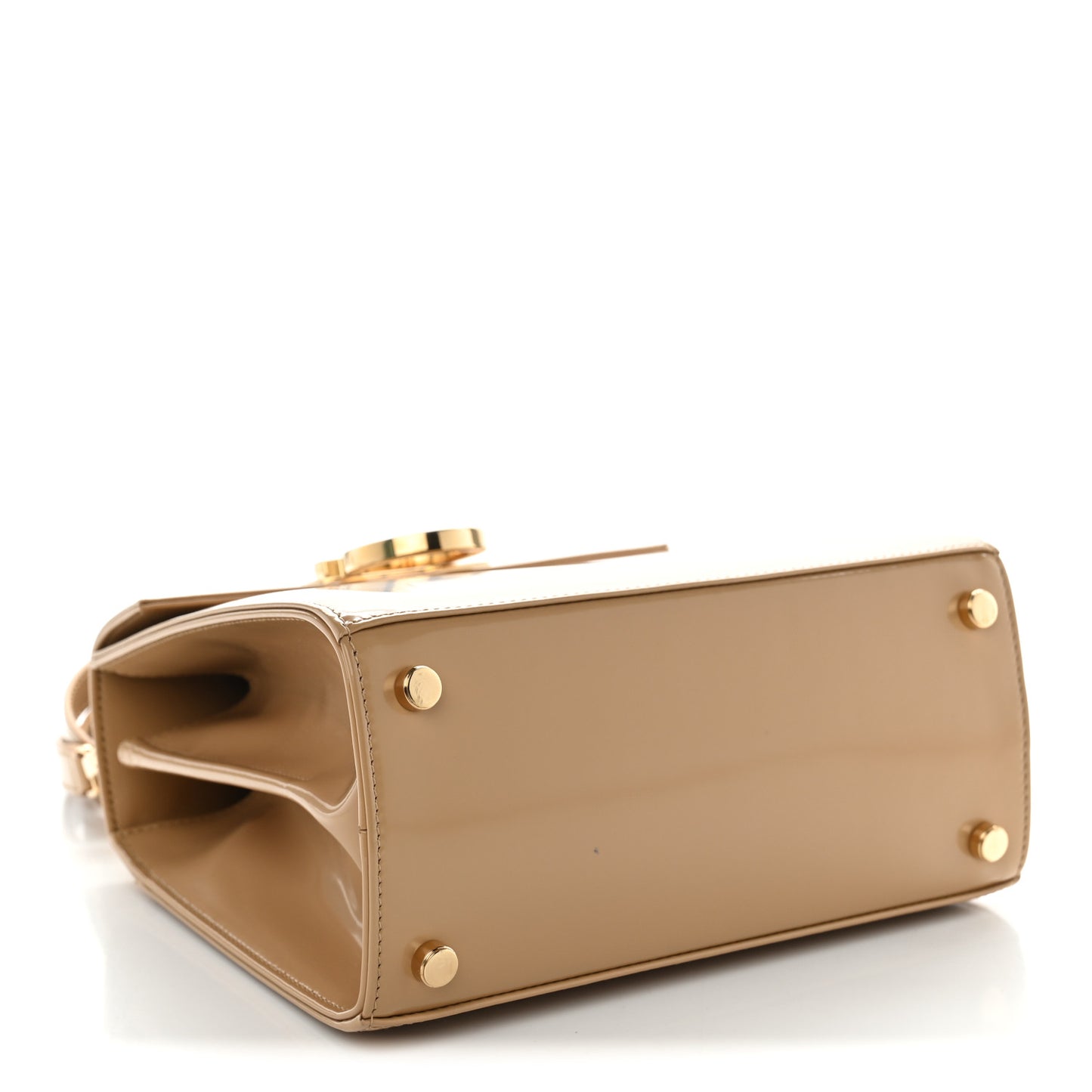 Brushed Off Calfskin Small Iconic Top Handle Camel