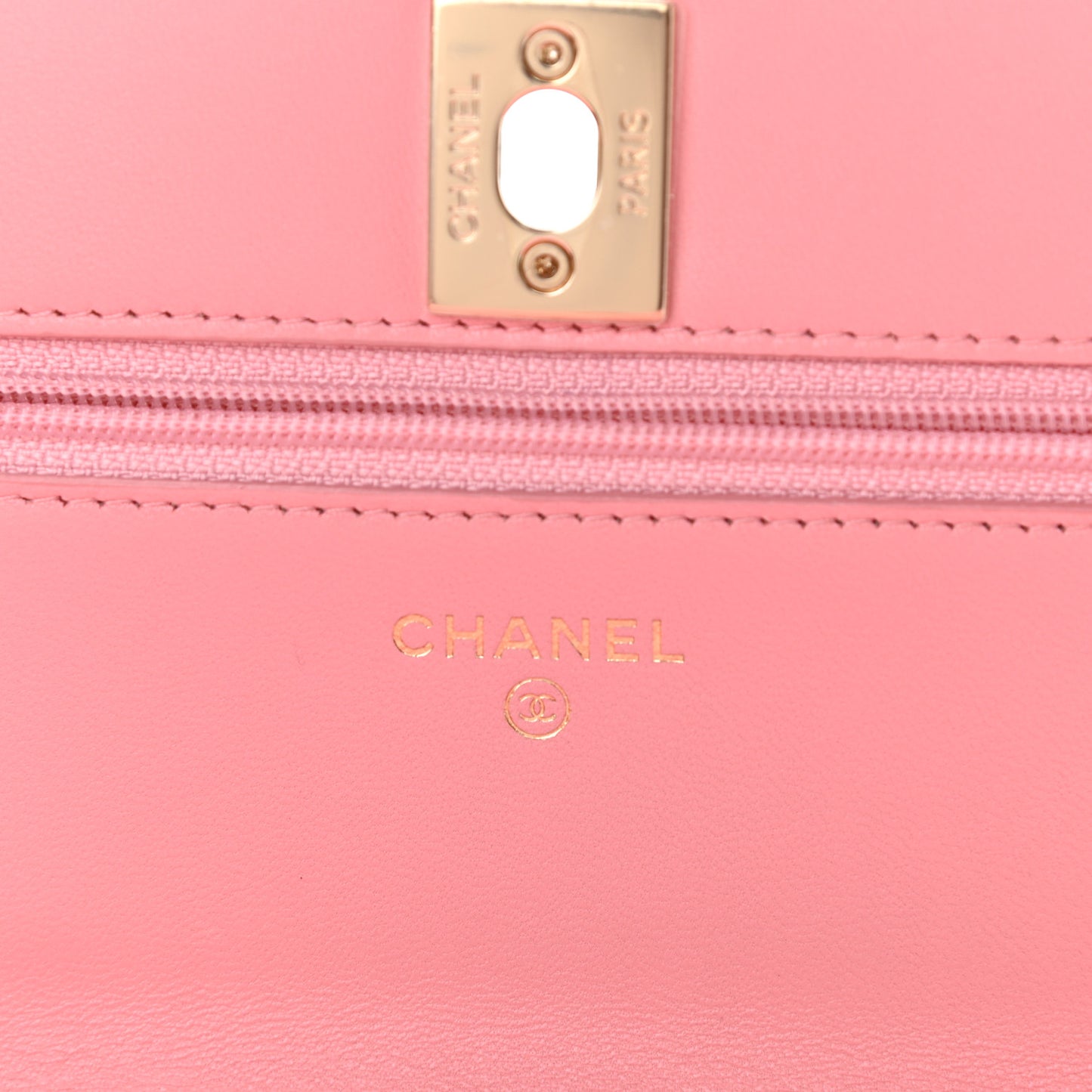 Lambskin Quilted Trendy CC Wallet On Chain WOC Pink