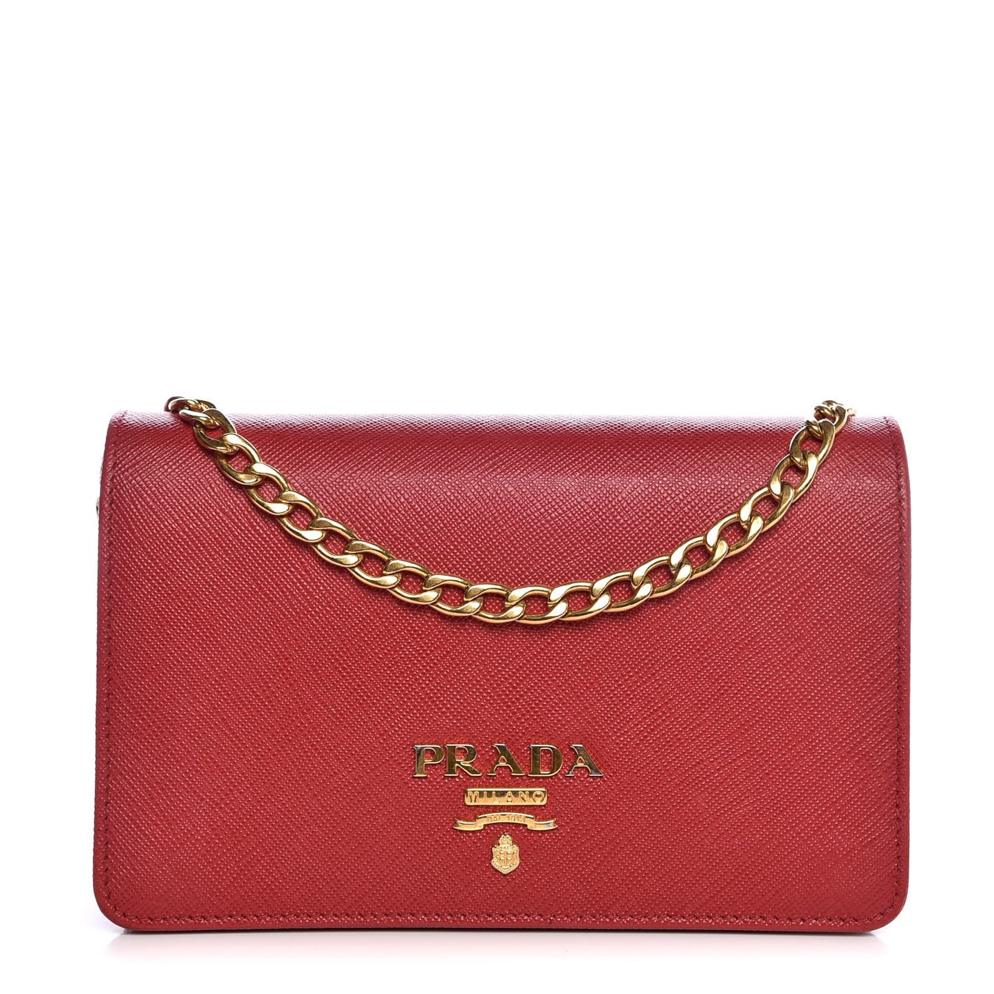 Saffiano Lux Chain Wallet Fuoco